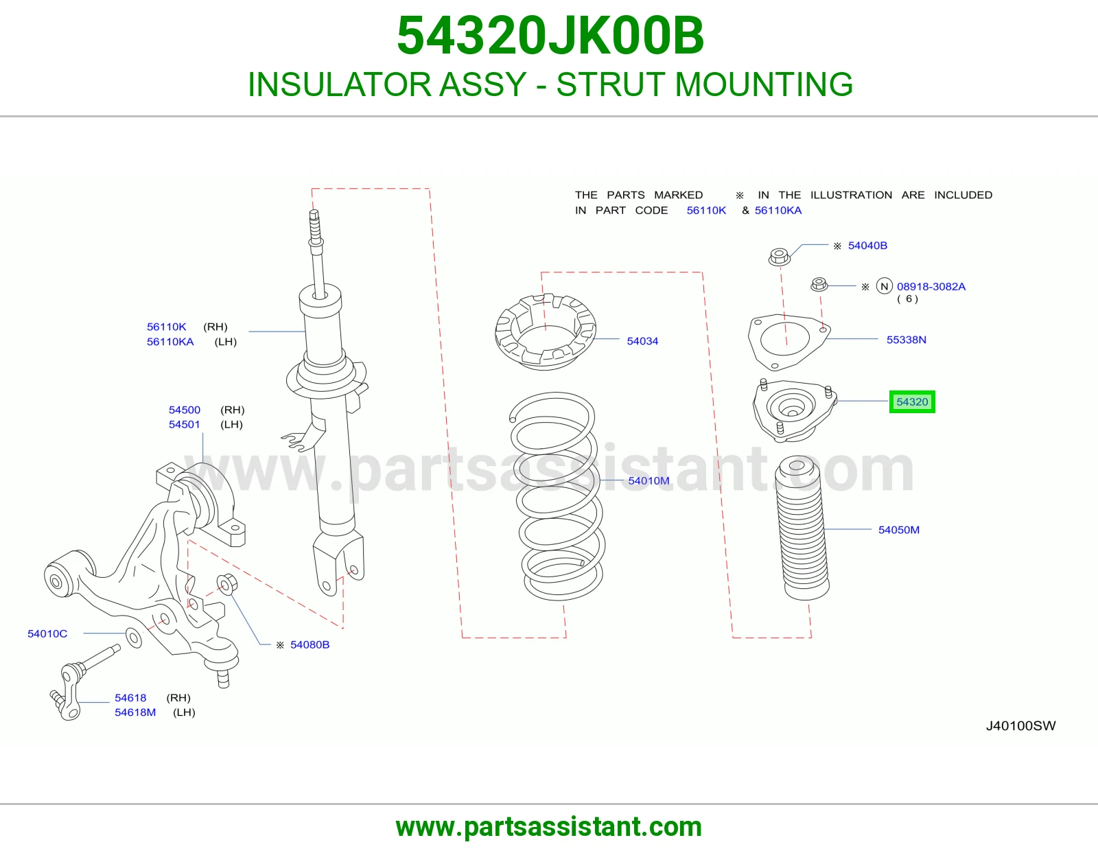 INSULATOR ASSY - STRUT MOUNTING 54320JK00B
