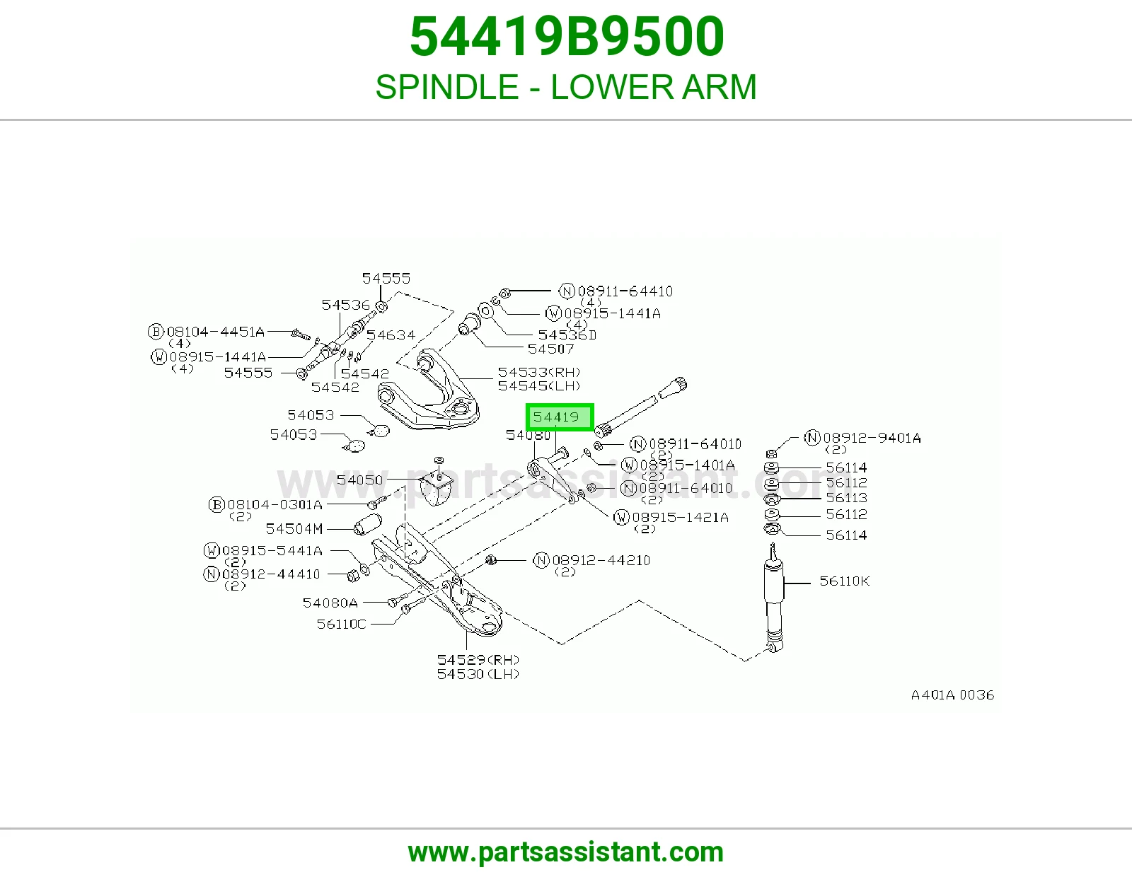 SPINDLE - LOWER ARM 54419B9500