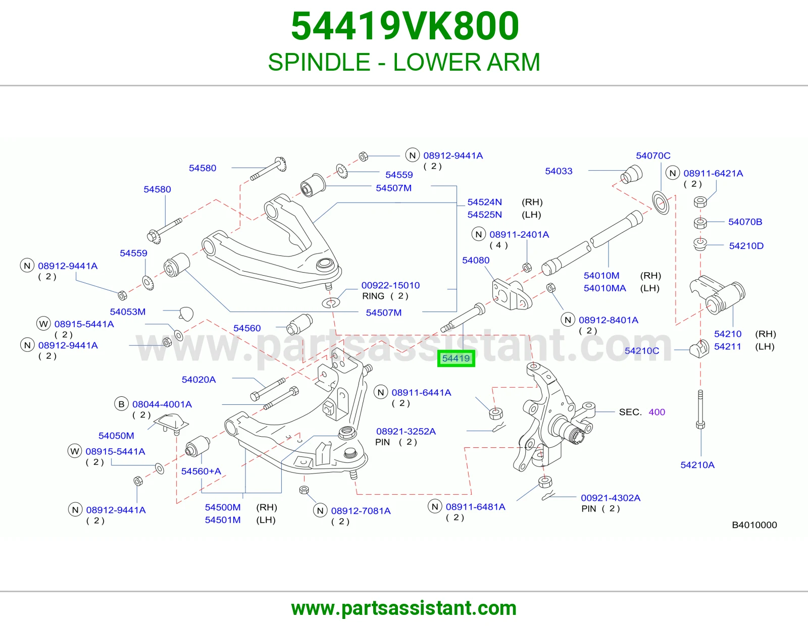 SPINDLE - LOWER ARM 54419VK800