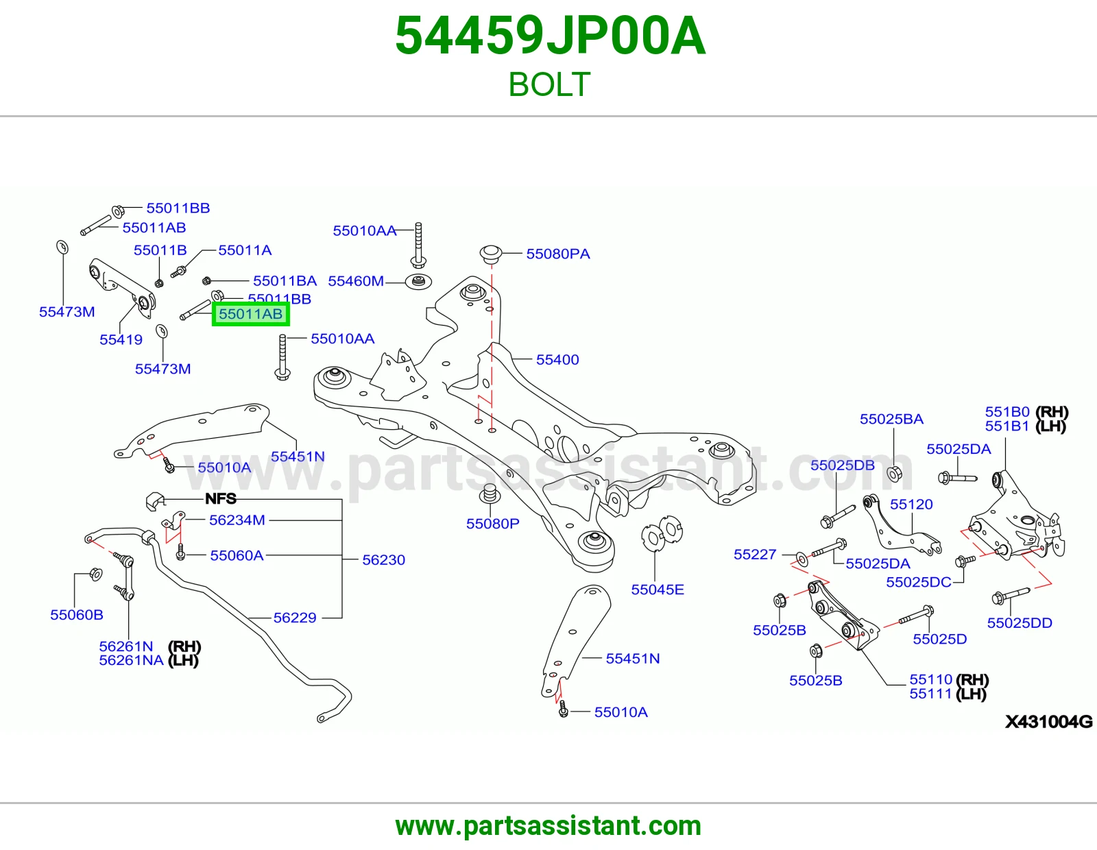 مسمار تثبيت وصلة 54459JP00A