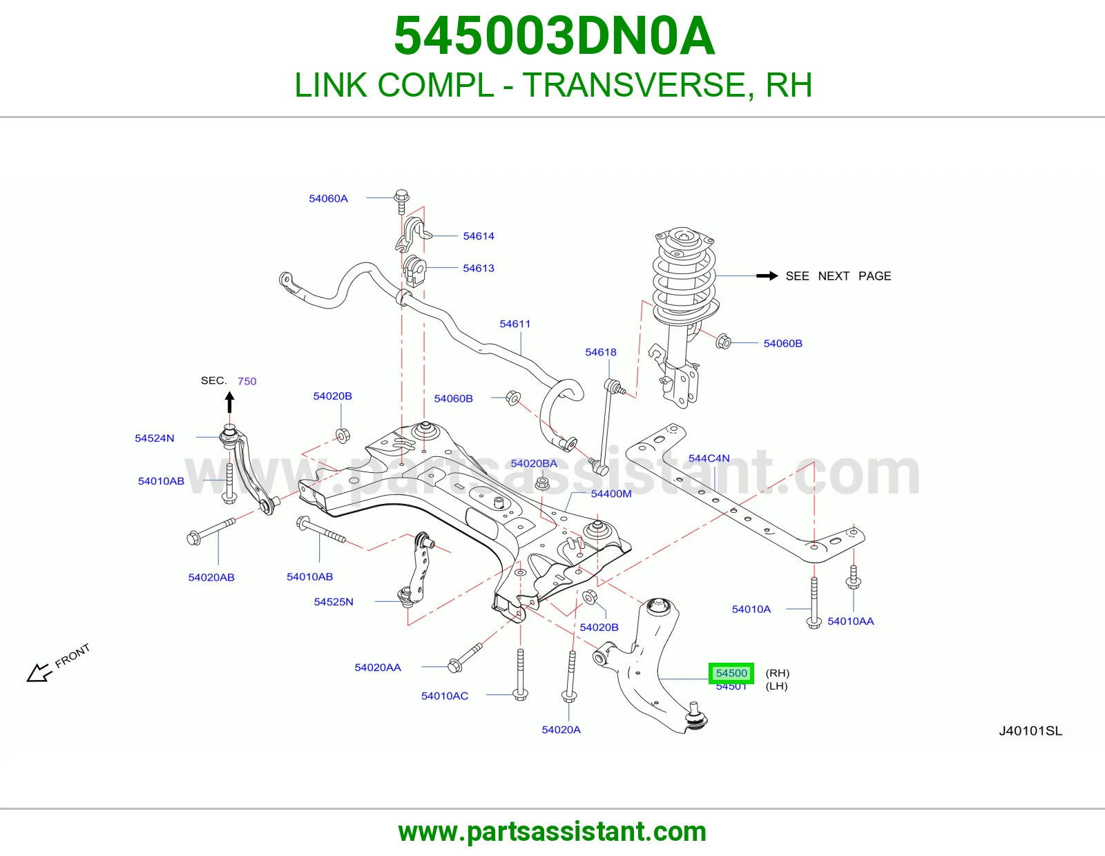 LINK COMPL - TRANSVERSE, RH 545003DN0A
