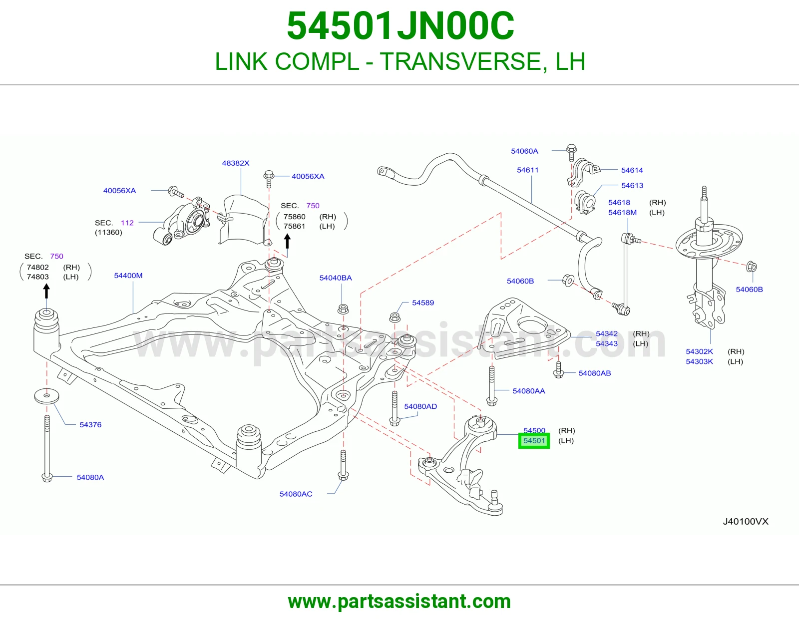 LINK COMPL - TRANSVERSE, LH 54501JN00C