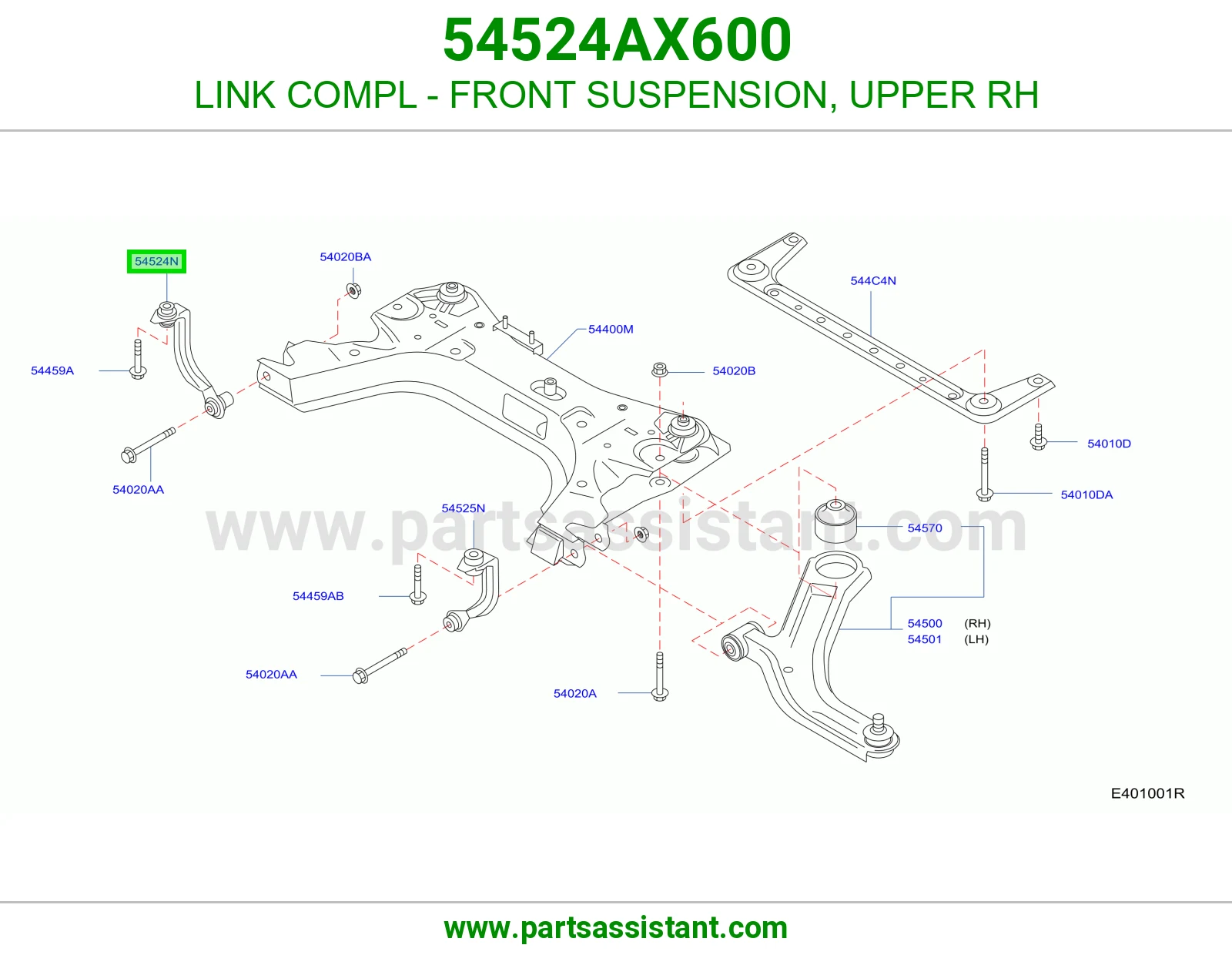 LINK COMPL - FRONT SUSPENSION, UPPER RH 54524AX600