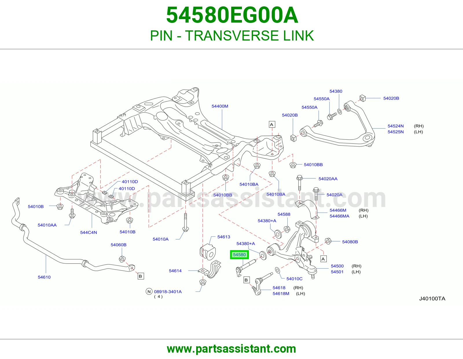 PIN - TRANSVERSE LINK 54580EG00A