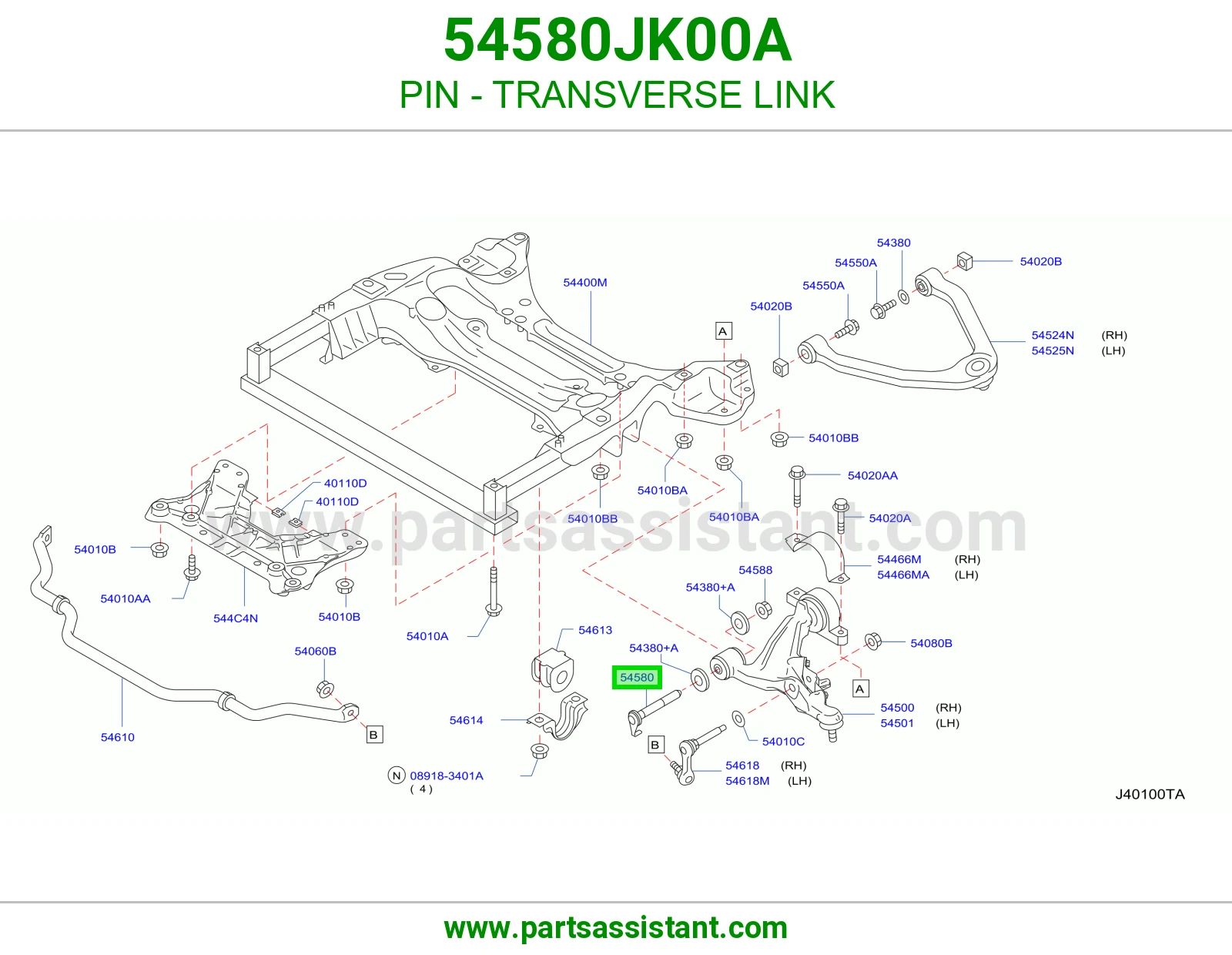 PIN - TRANSVERSE LINK 54580JK00A