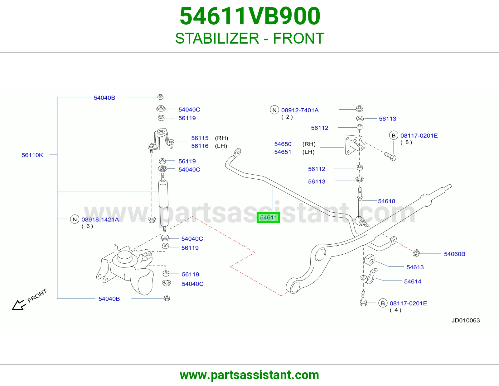STABILIZER - FRONT 54611VB900