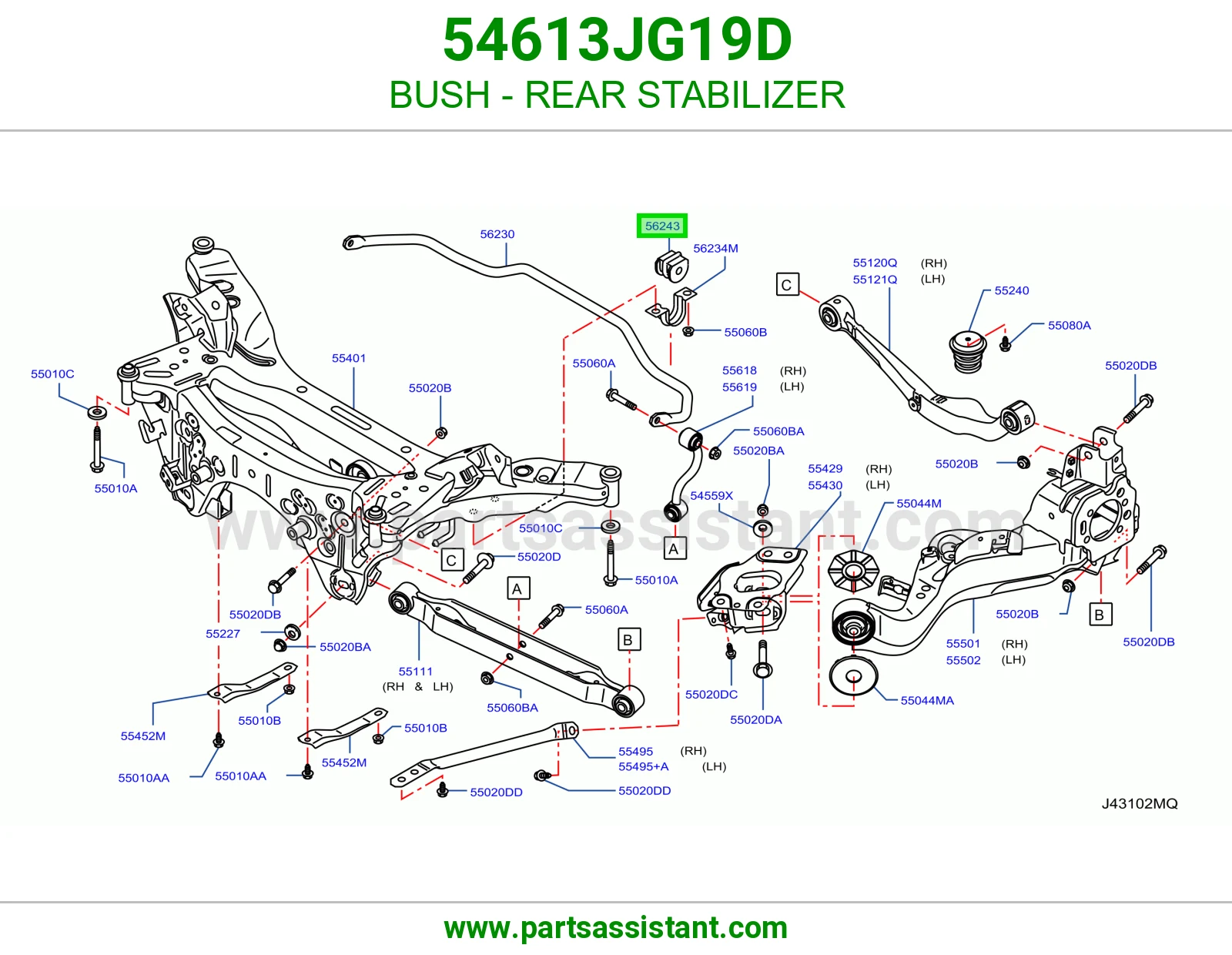 BUSH - REAR STABILIZER 54613JG19D