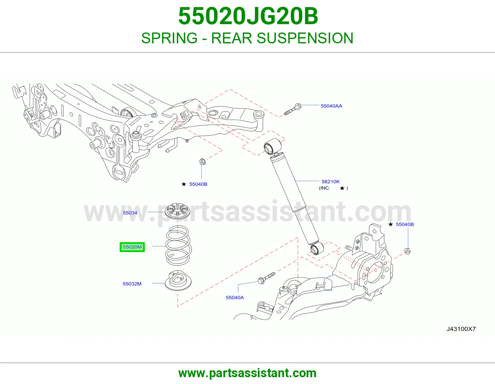 SPRING - REAR SUSPENSION 55020JG20B