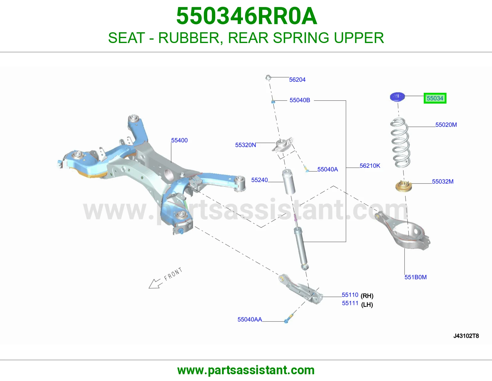مرتبة ربل سستة خلفية فوق 550346RR0A