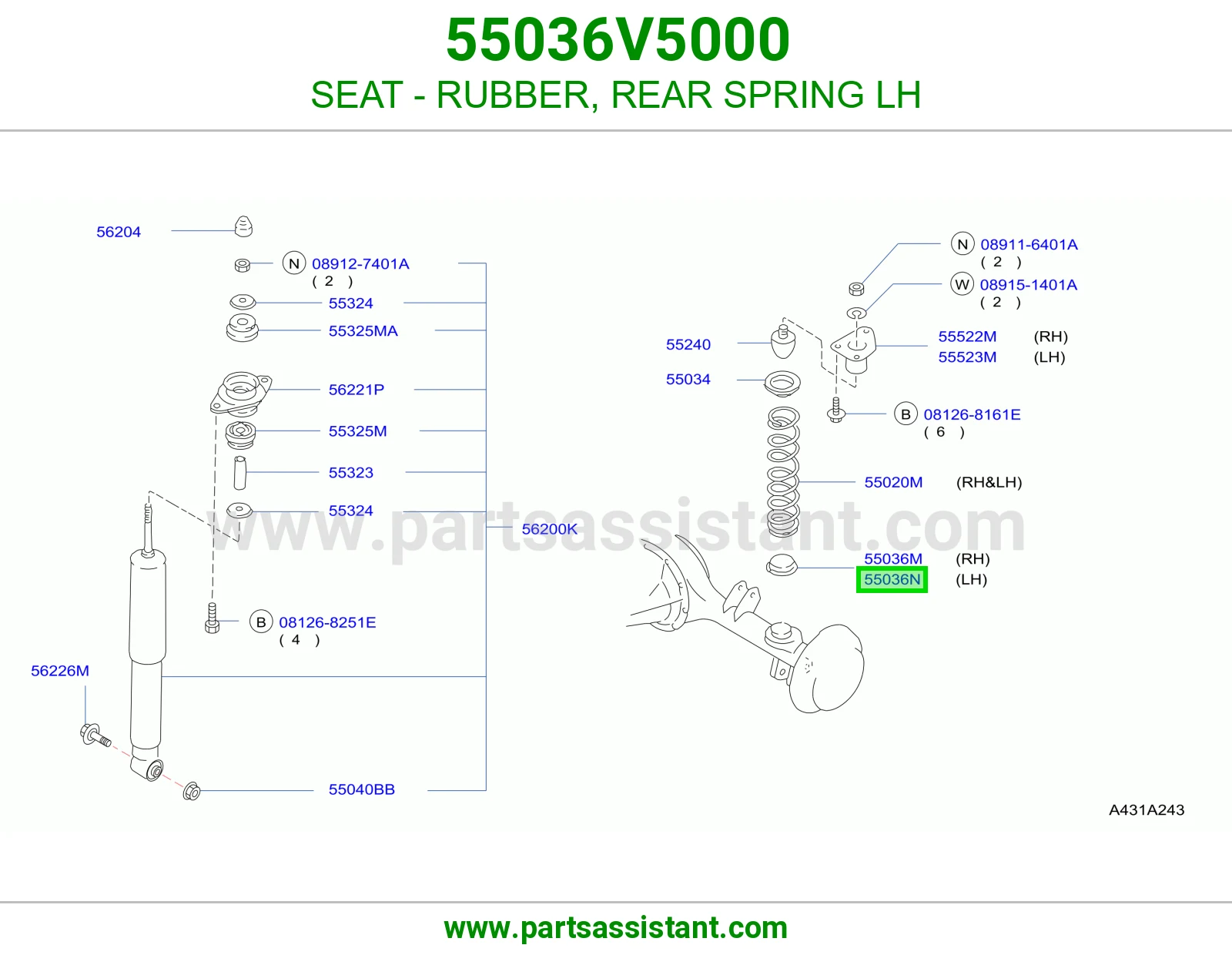 مرتبة ربل سستة خلفية يسار 55036V5000