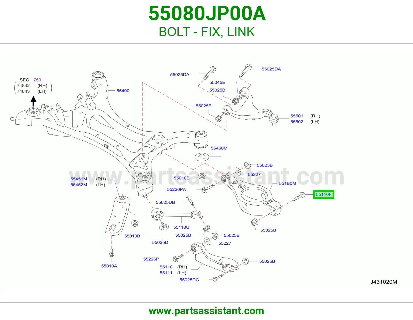 مسمار تثبيت وصلة 55080JP00A
