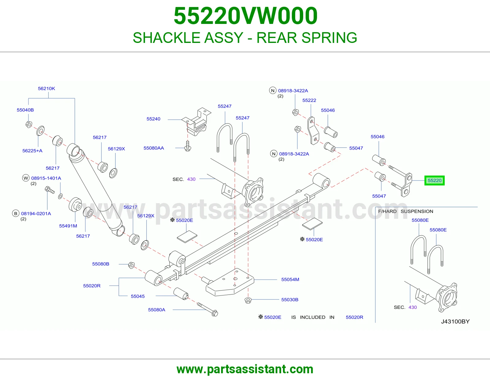 SHACKLE ASSY - REAR SPRING 55220VW000