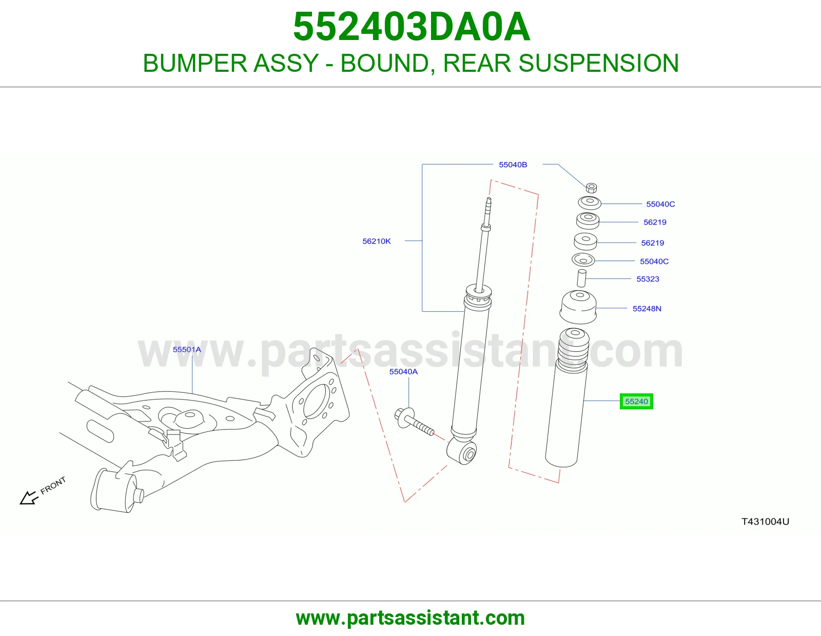 BUMPER ASSY - BOUND, REAR SUSPENSION 552403DA0A