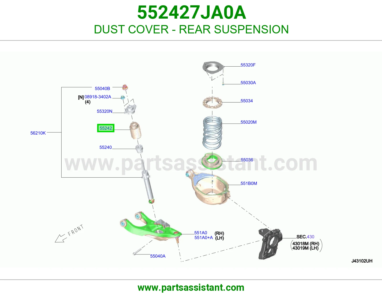 غطاء غبار عفشة خلفية 552427JA0A
