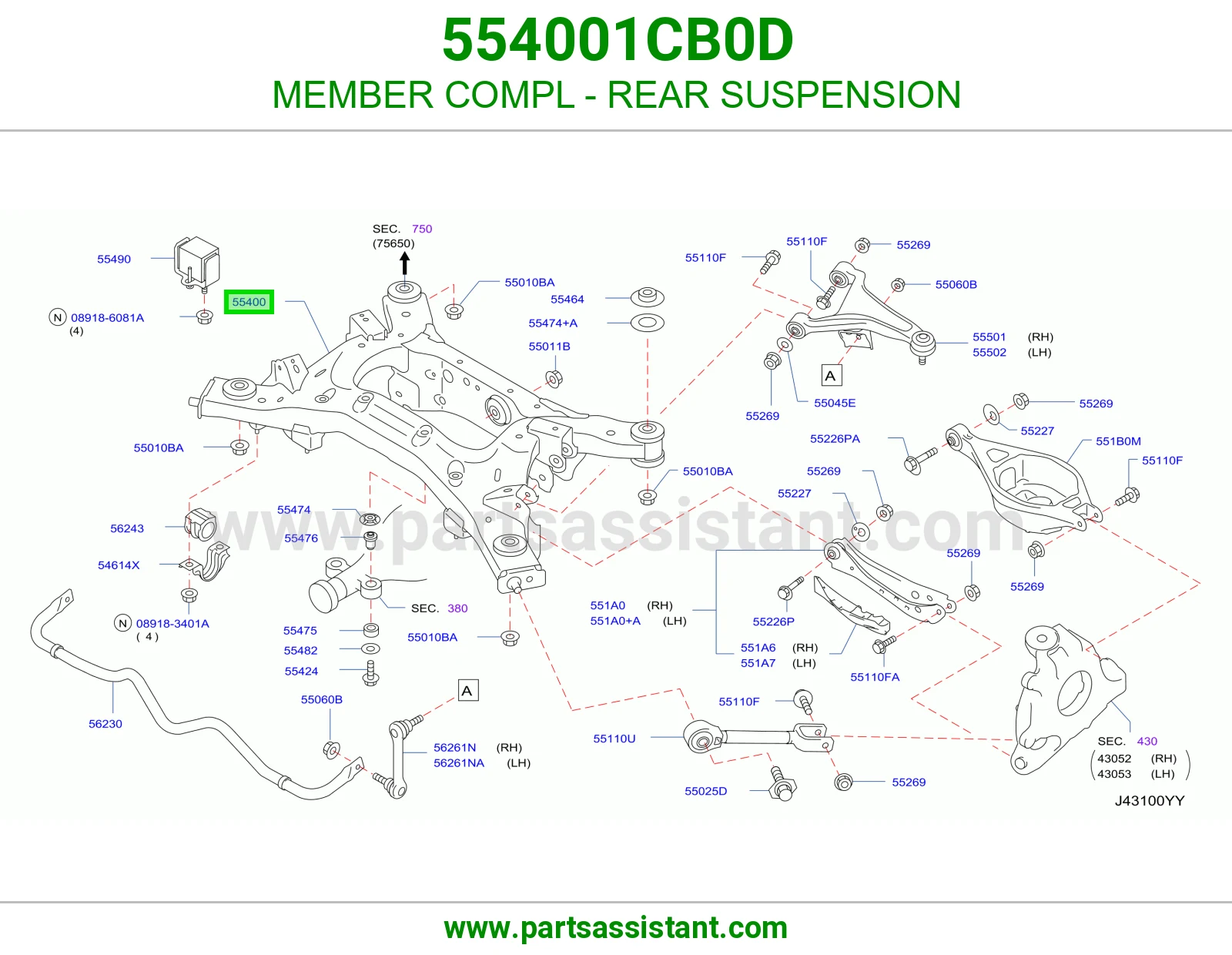 MEMBER COMPL - REAR SUSPENSION 554001CB0D