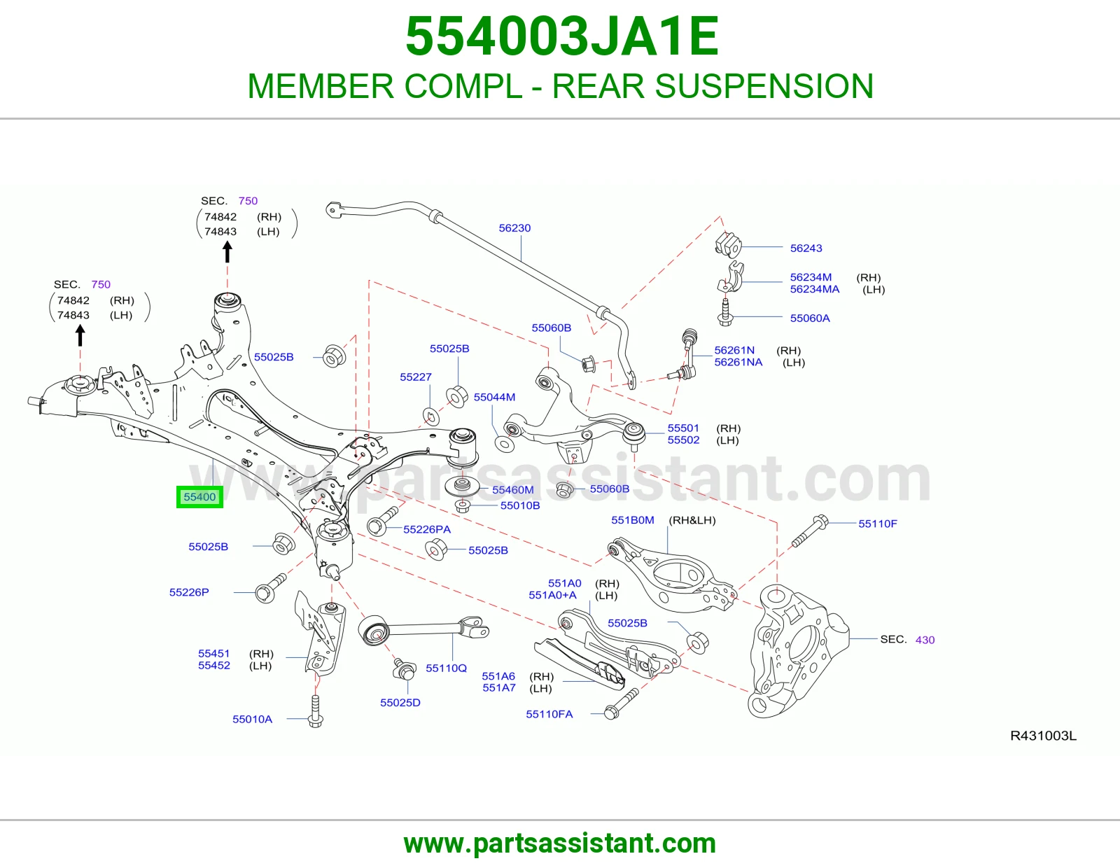 MEMBER COMPL - REAR SUSPENSION 554003JA1E