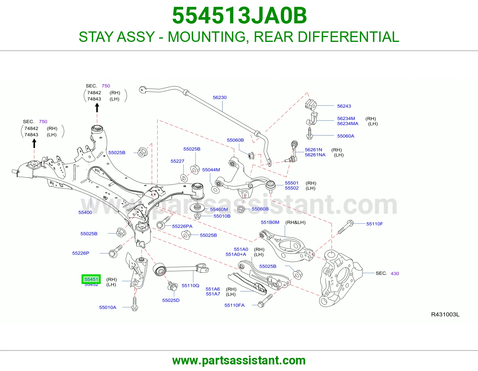 STAY ASSY - MOUNTING, REAR DIFFERENTIAL 554513JA0B