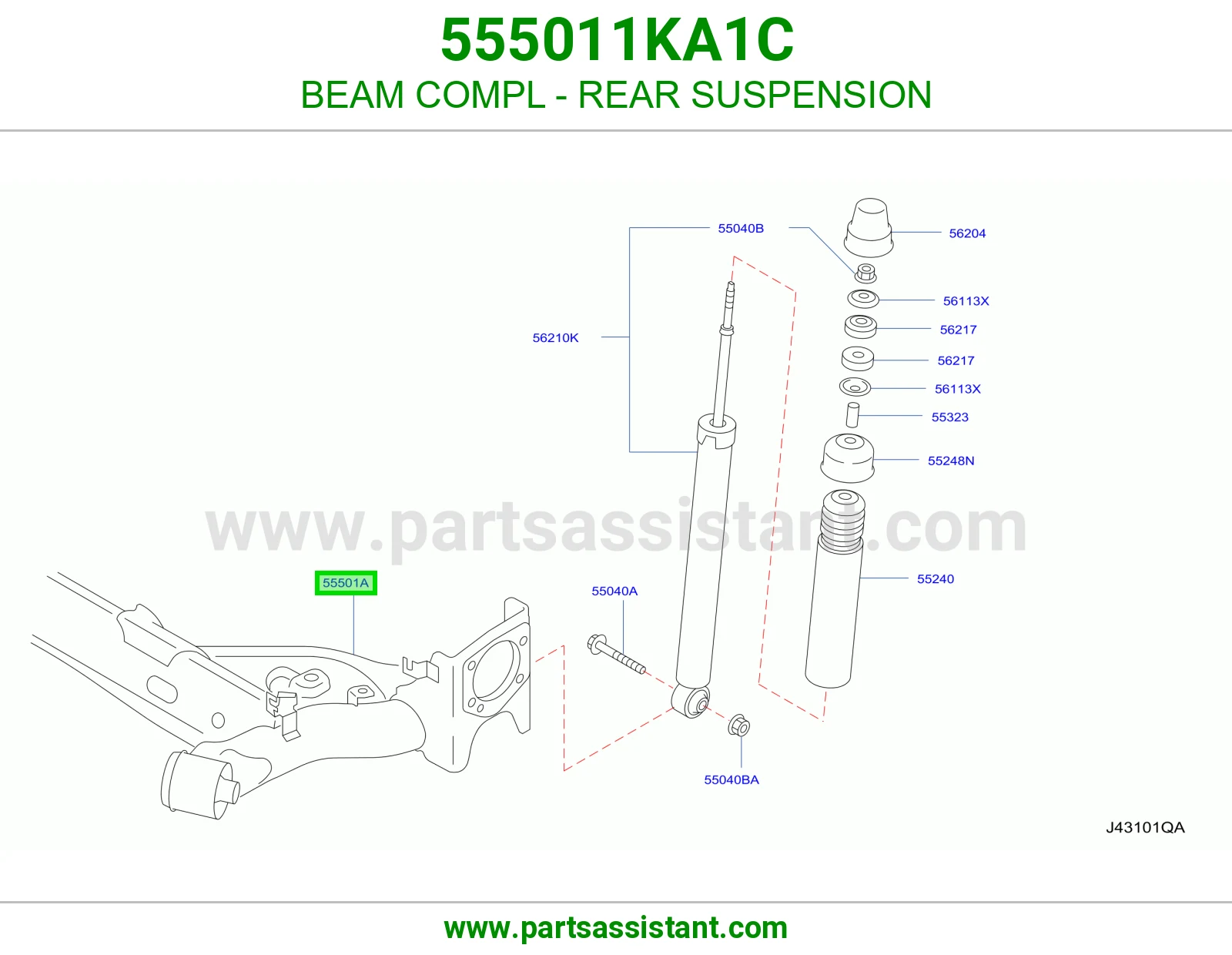 BEAM COMPL - REAR SUSPENSION 555011KA1C