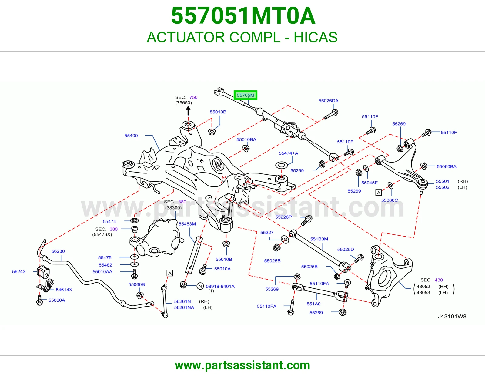 تمتيك نظام توجيه الكفرات الخلفية (HICAS) كامل 557051MT0A