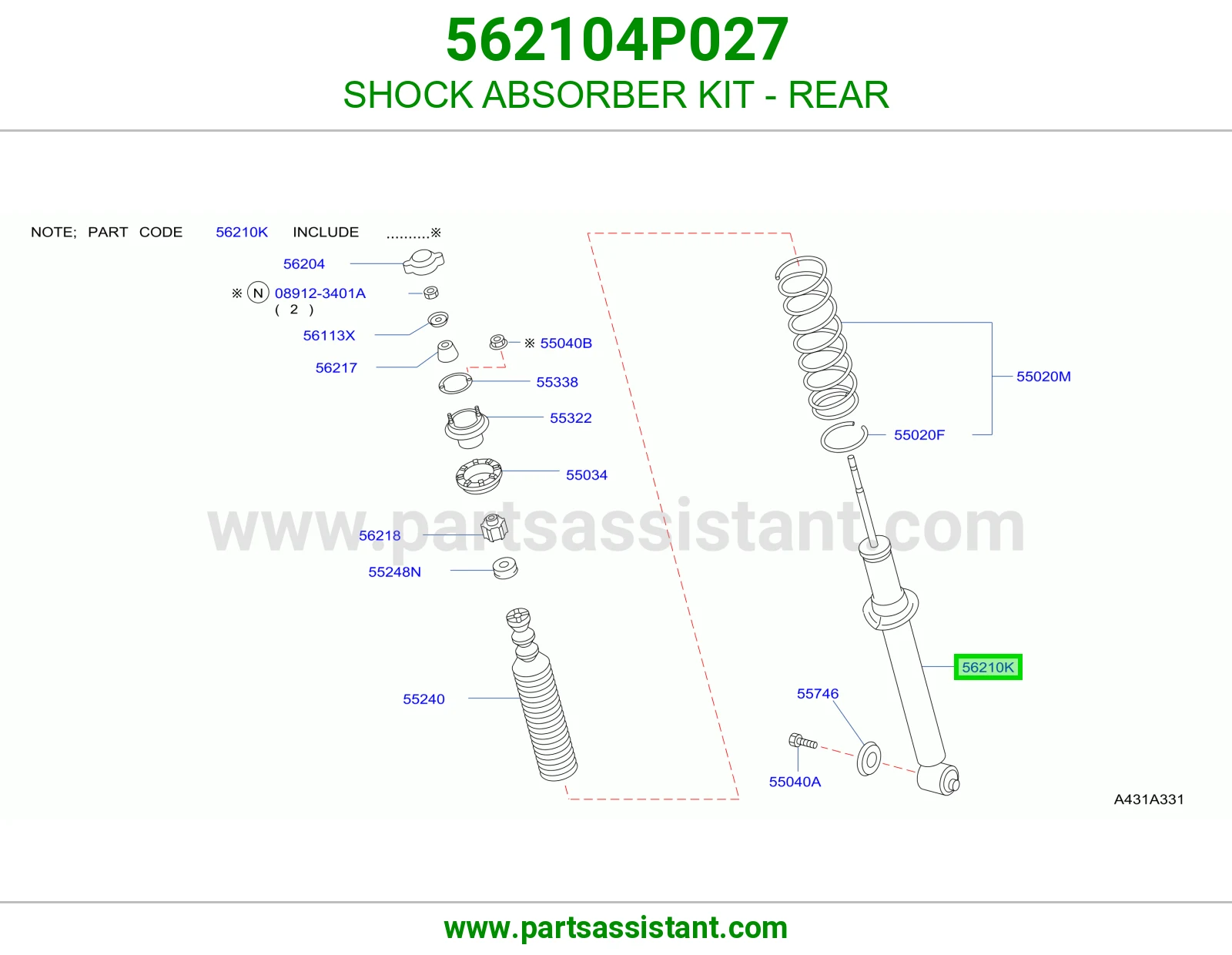 SHOCK ABSORBER KIT - REAR 562104P027