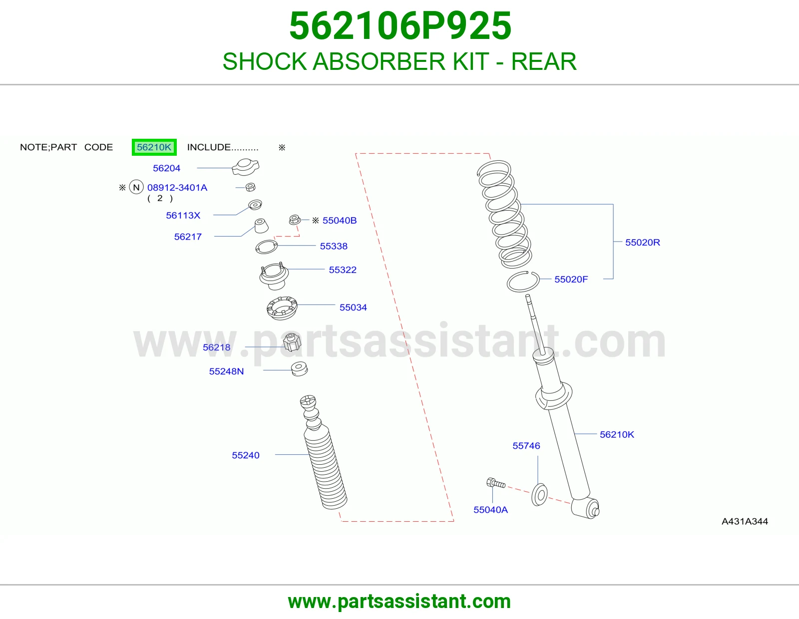 SHOCK ABSORBER KIT - REAR 562106P925