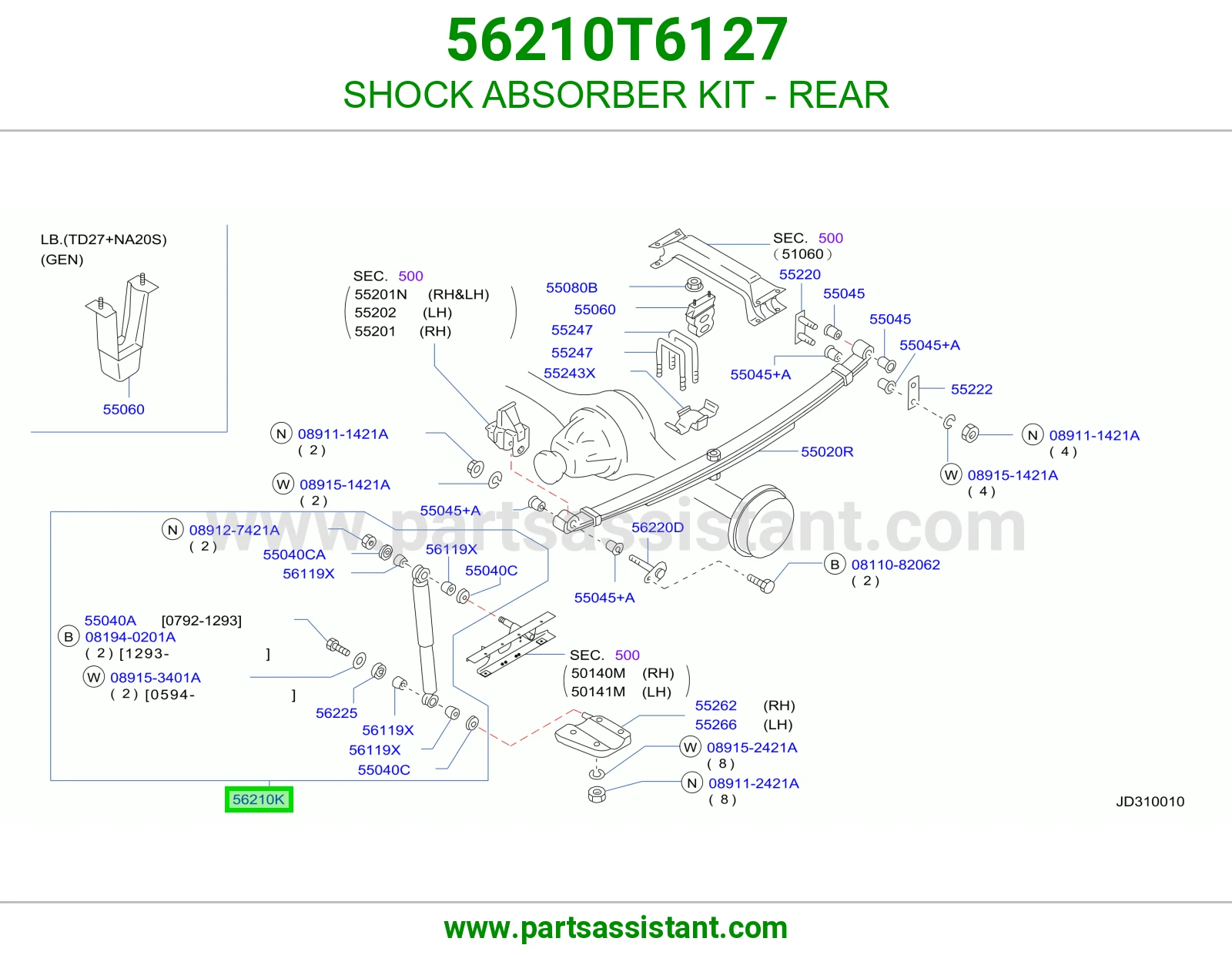 SHOCK ABSORBER KIT - REAR 56210T6127