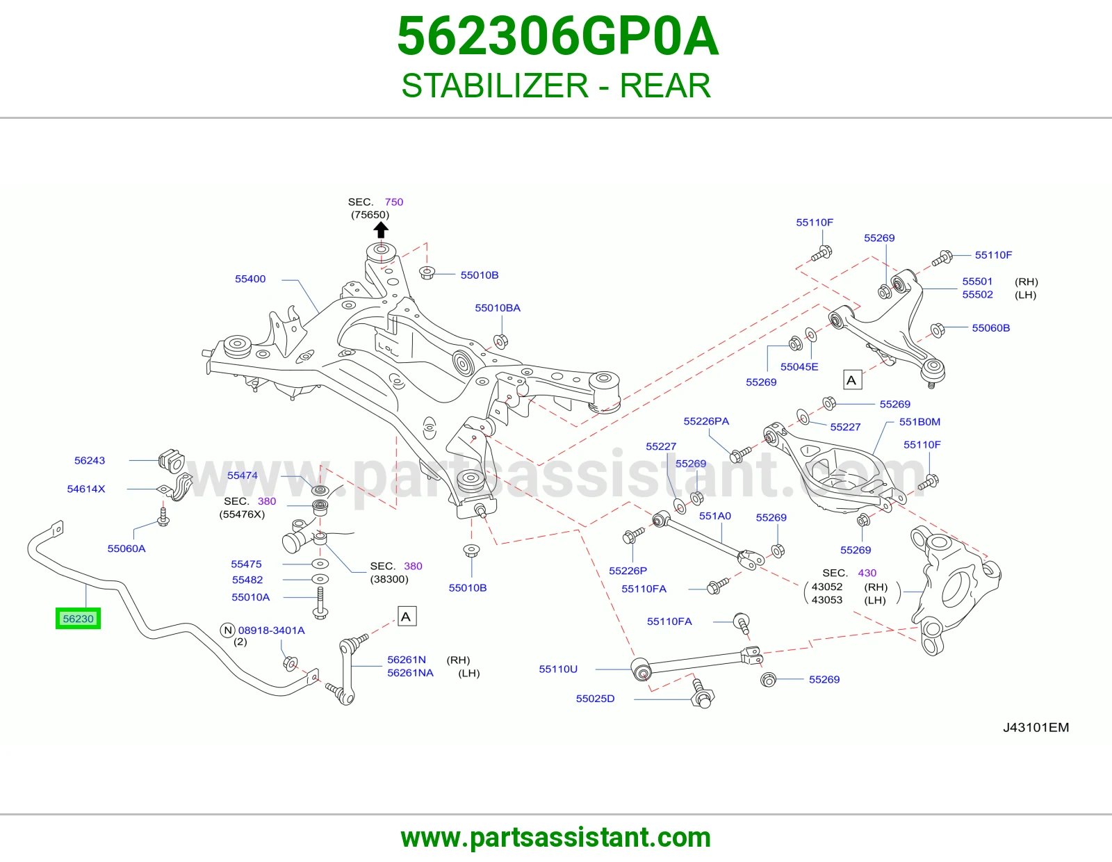 عمود توازن خلفي 562306GP0A