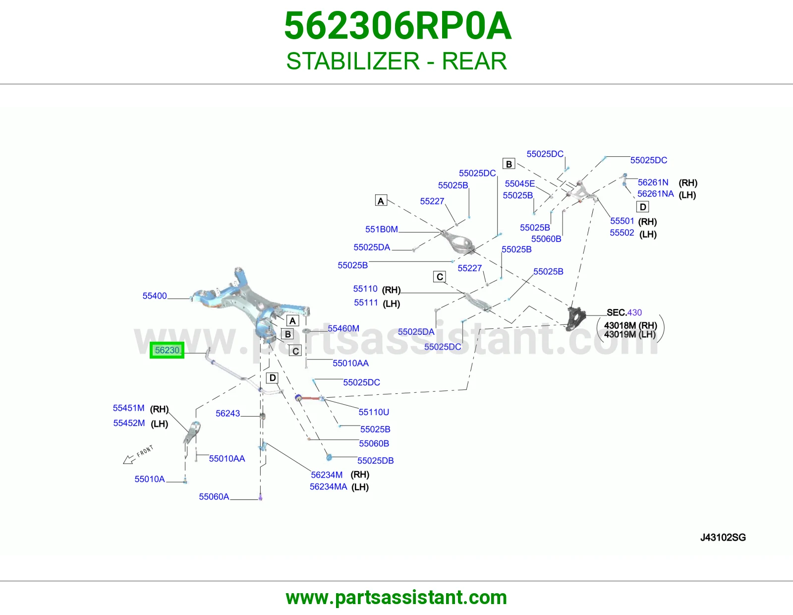 عمود توازن خلفي 562306RP0A