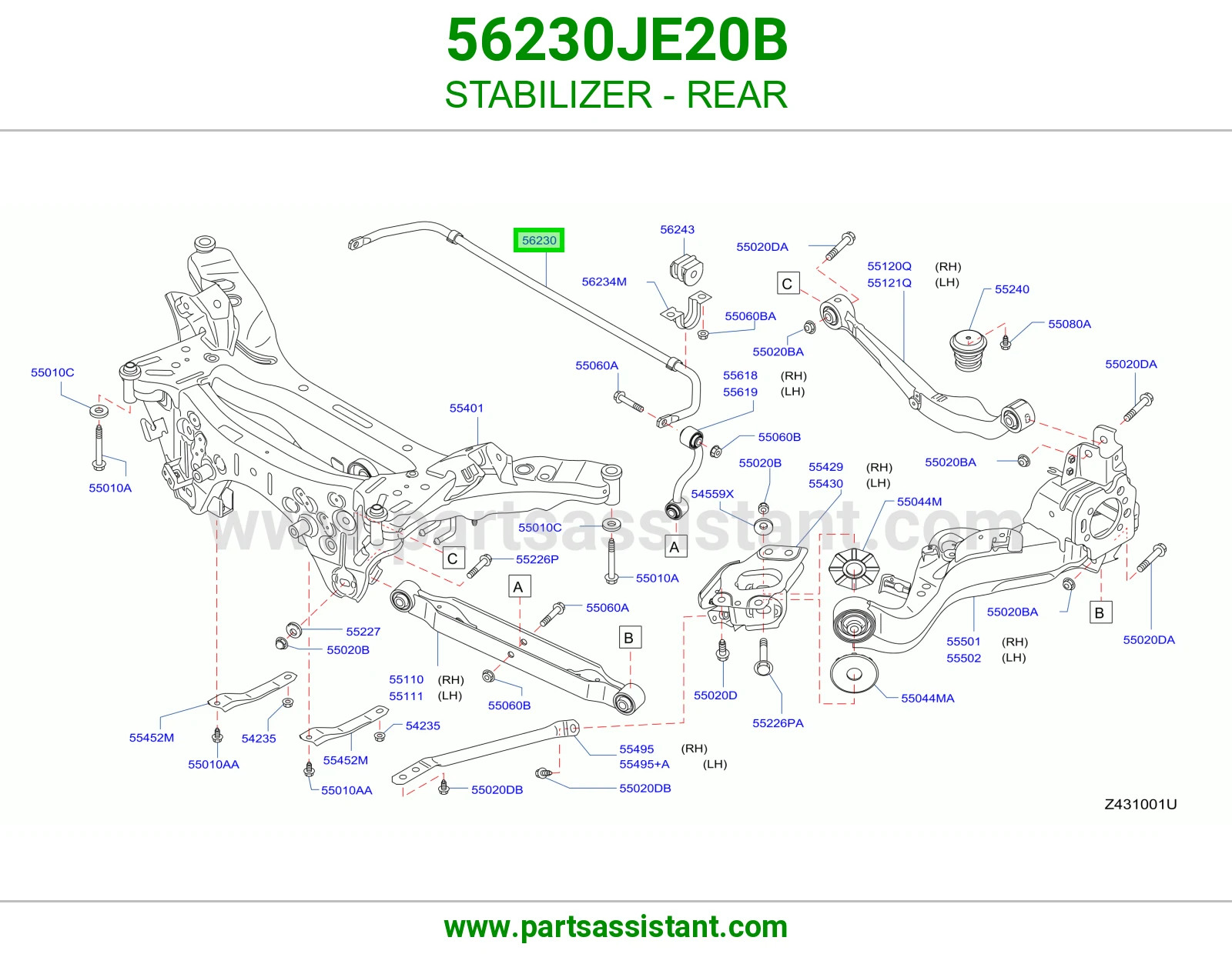 STABILIZER - REAR 56230JE20B