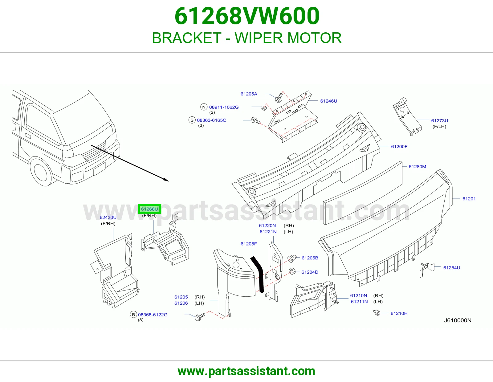 قاعدة دينمو مساحات 61268VW600