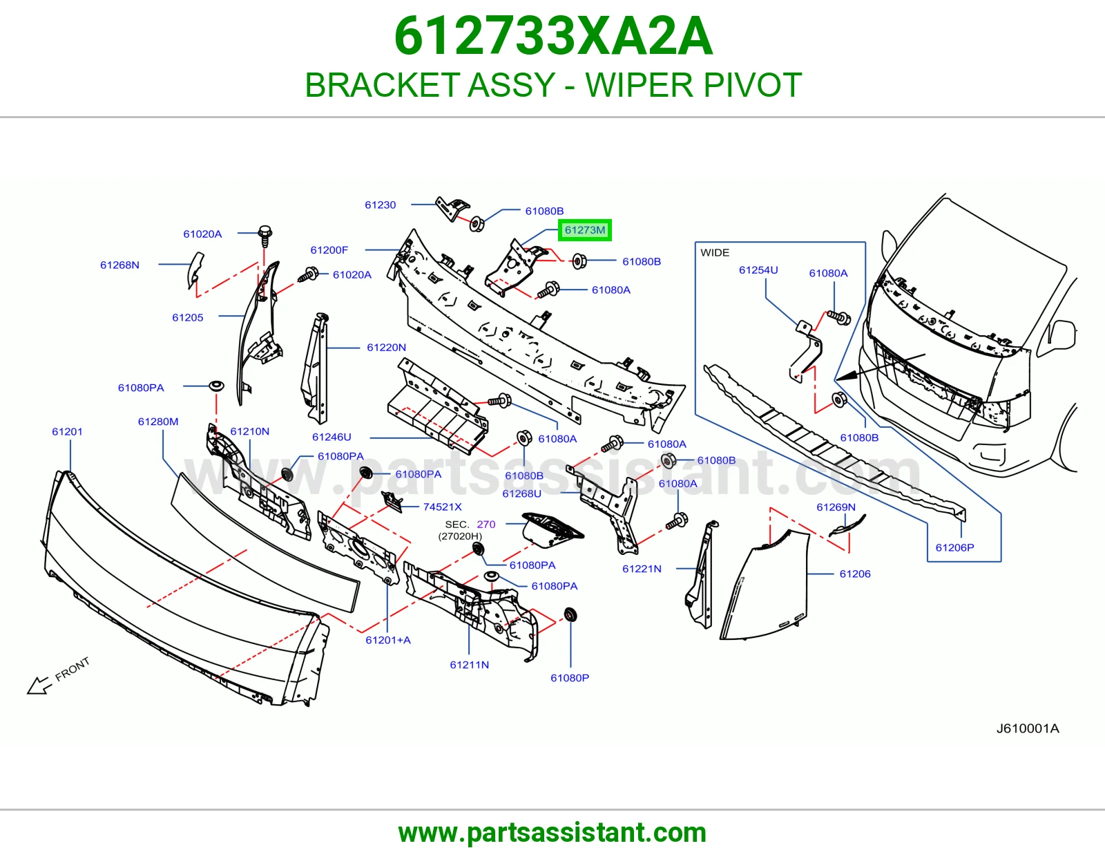 BRACKET ASSY - WIPER PIVOT 612733XA2A