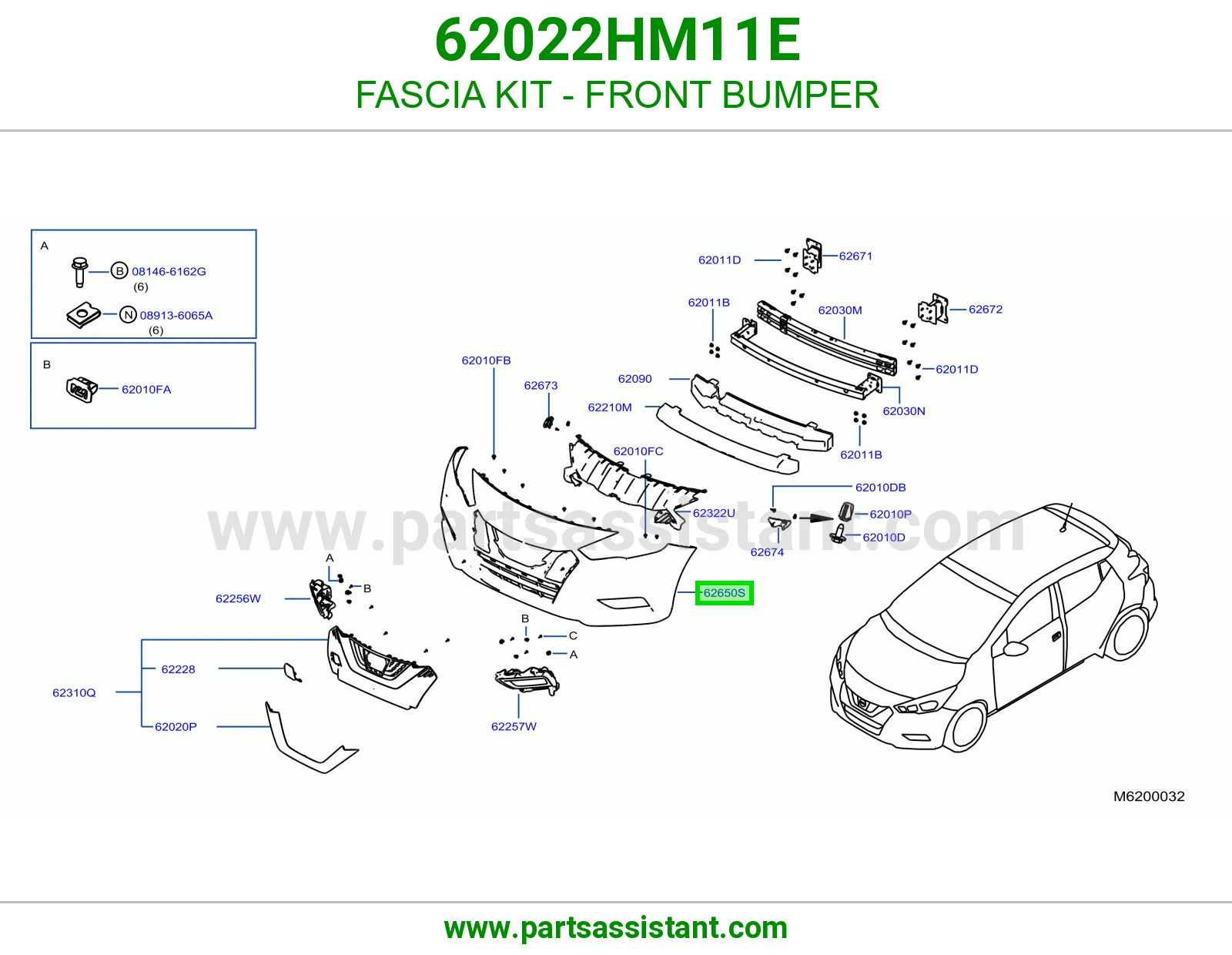 FASCIA KIT - FRONT BUMPER 62022HM11E