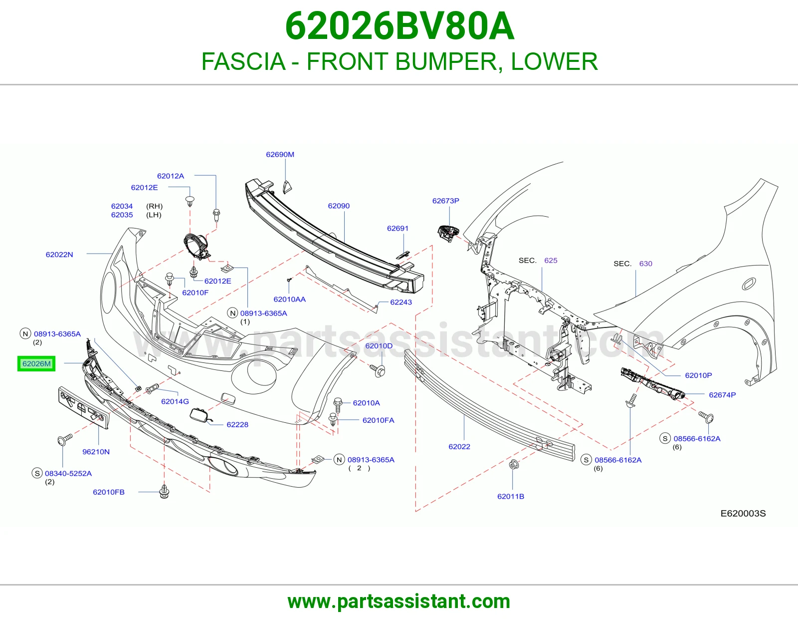 صدام أمامي تحت 62026BV80A