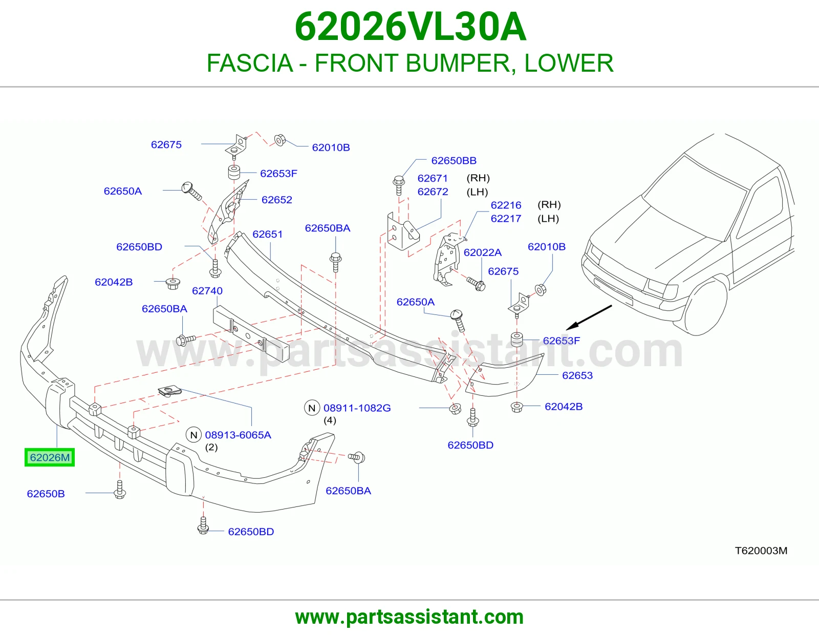 FASCIA - FRONT BUMPER, LOWER 62026VL30A