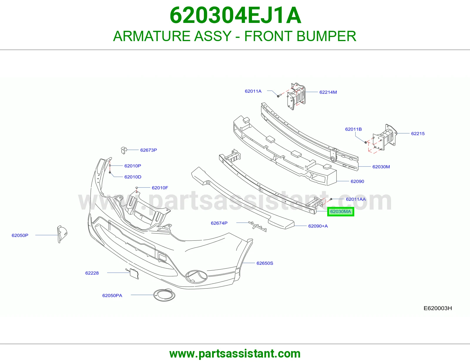 قلب سلف صدام أمامي كامل 620304EJ1A