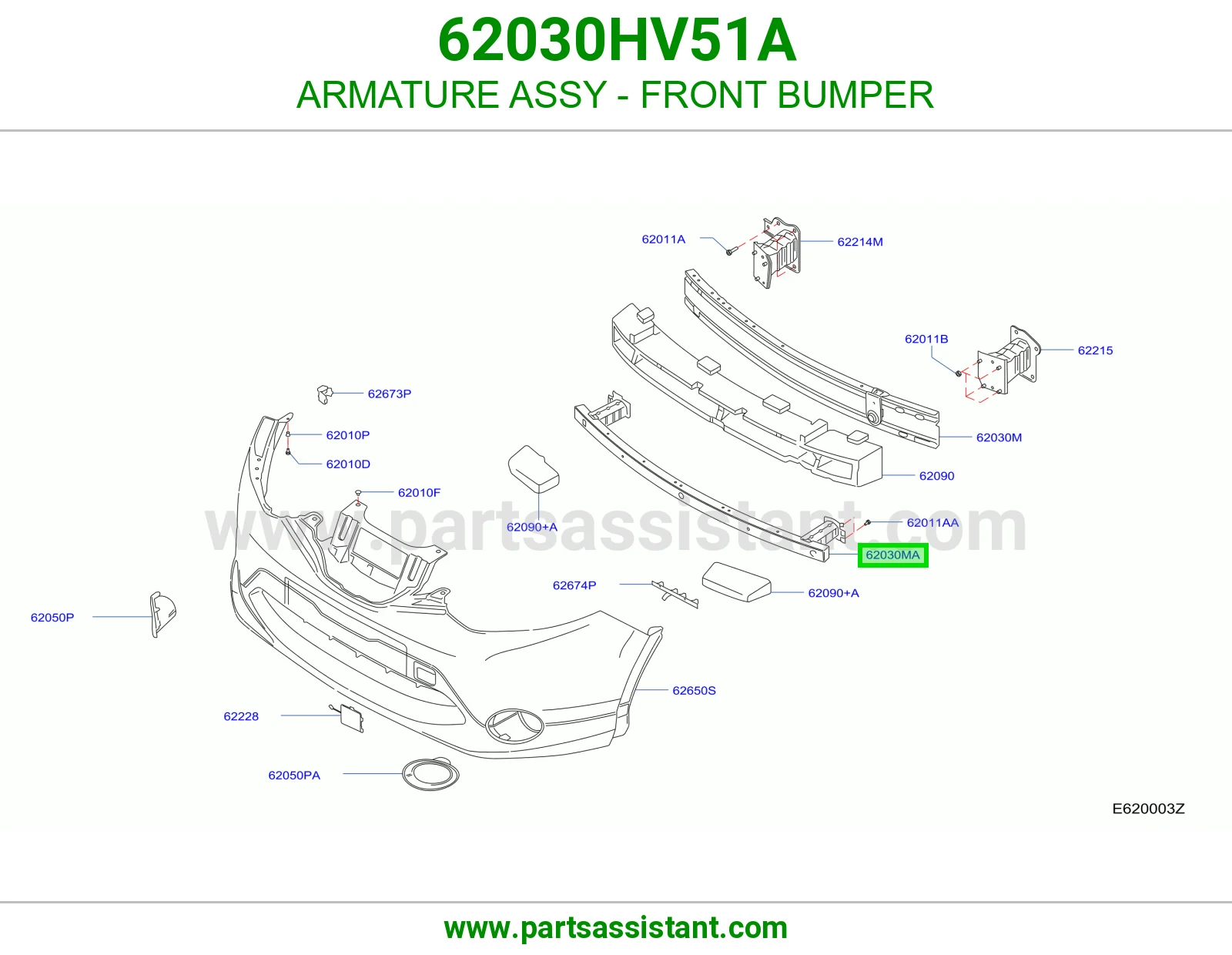 قلب سلف صدام أمامي كامل 62030HV51A
