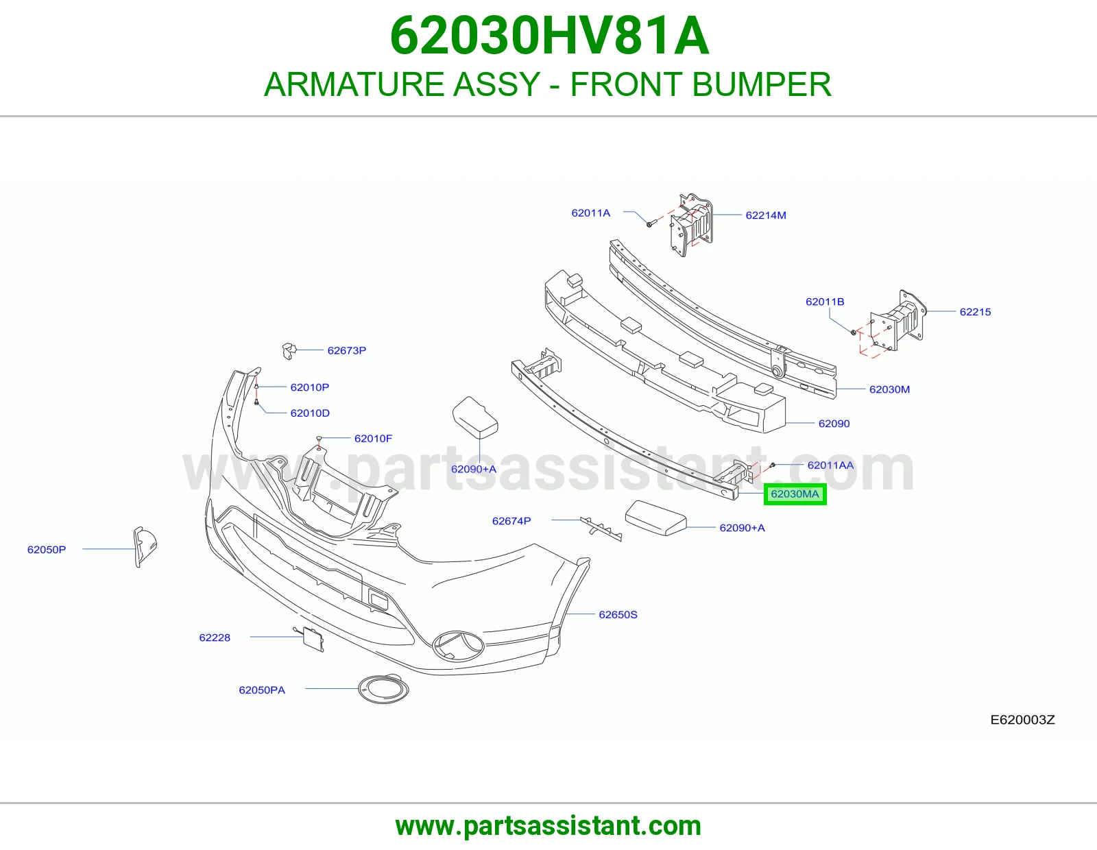 قلب سلف صدام أمامي كامل 62030HV81A