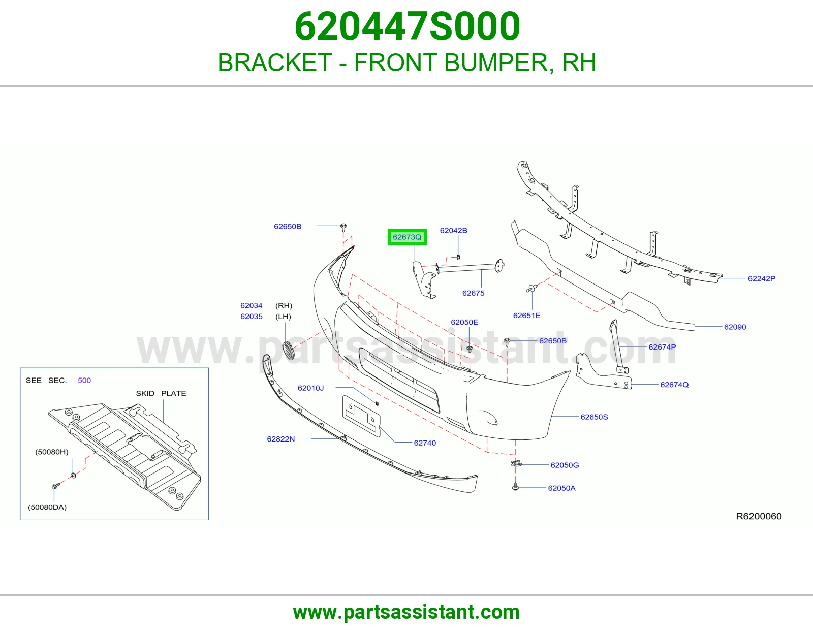 BRACKET - FRONT BUMPER, RH 620447S000