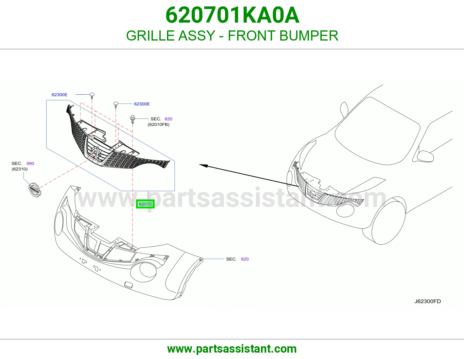 شبك صدام أمامي كامل 620701KA0A