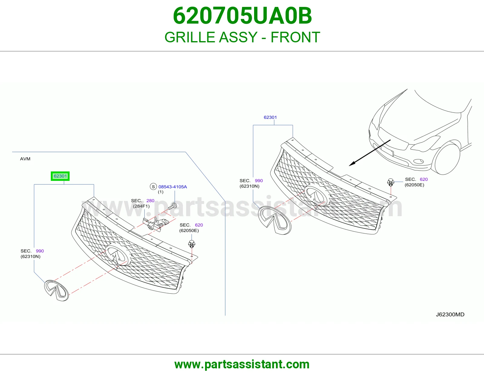 GRILLE ASSY - FRONT 620705UA0B