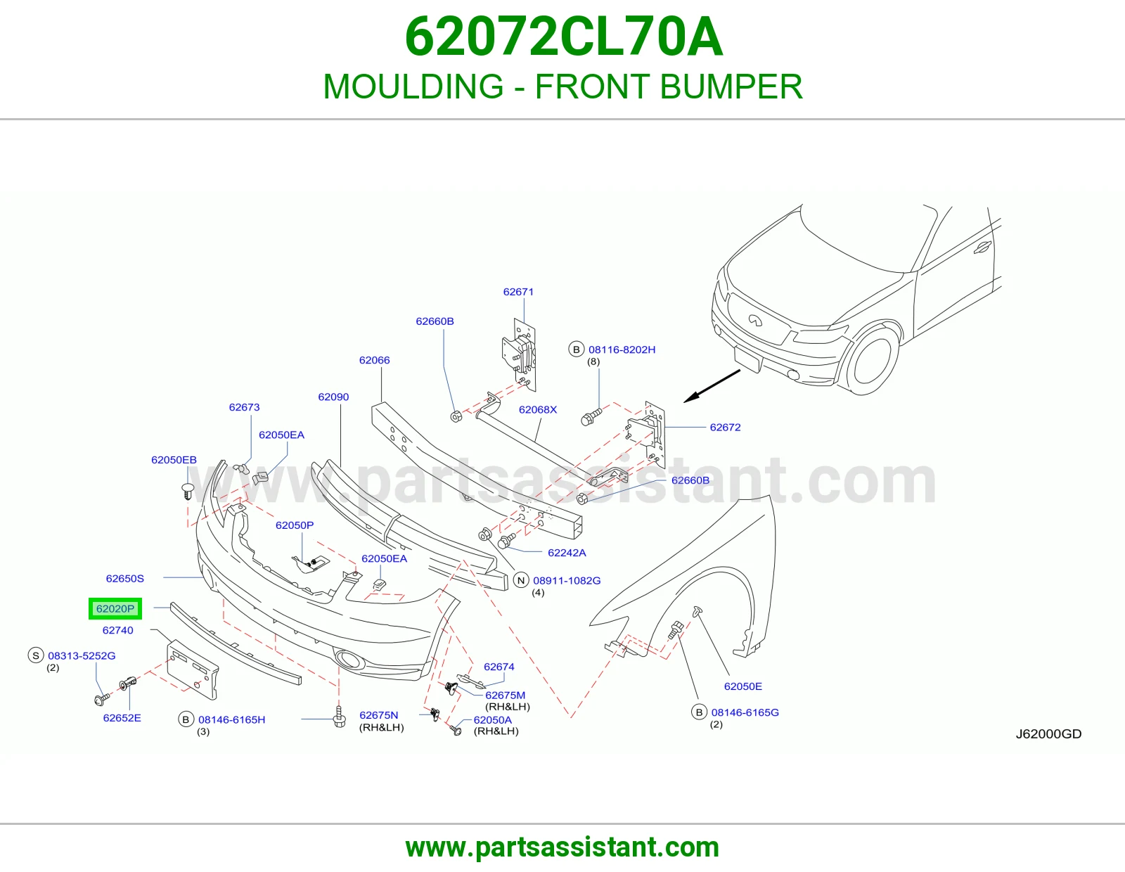 زيق صدام أمامي 62072CL70A