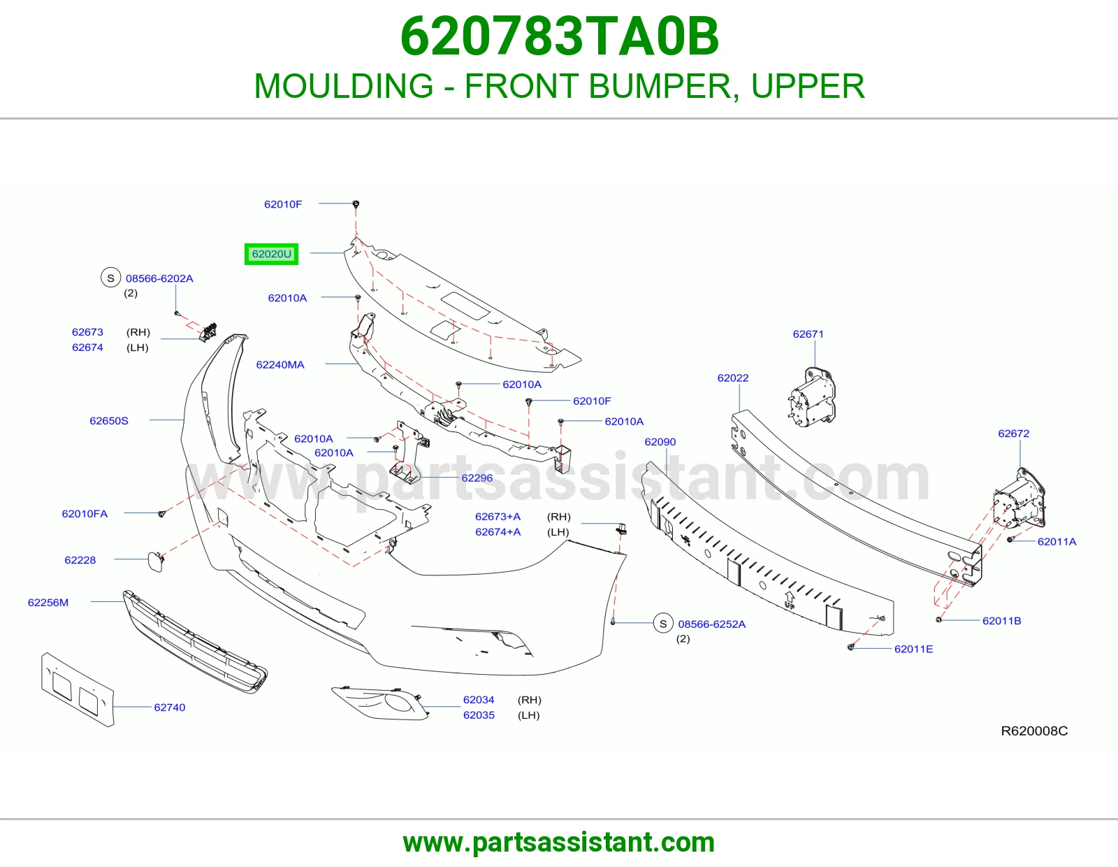 MOULDING - FRONT BUMPER, UPPER 620783TA0B