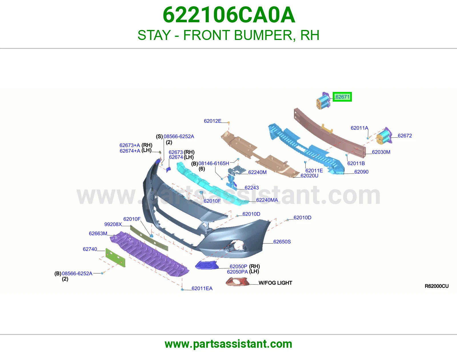دعامة صدام أمامي يمين 622106CA0A