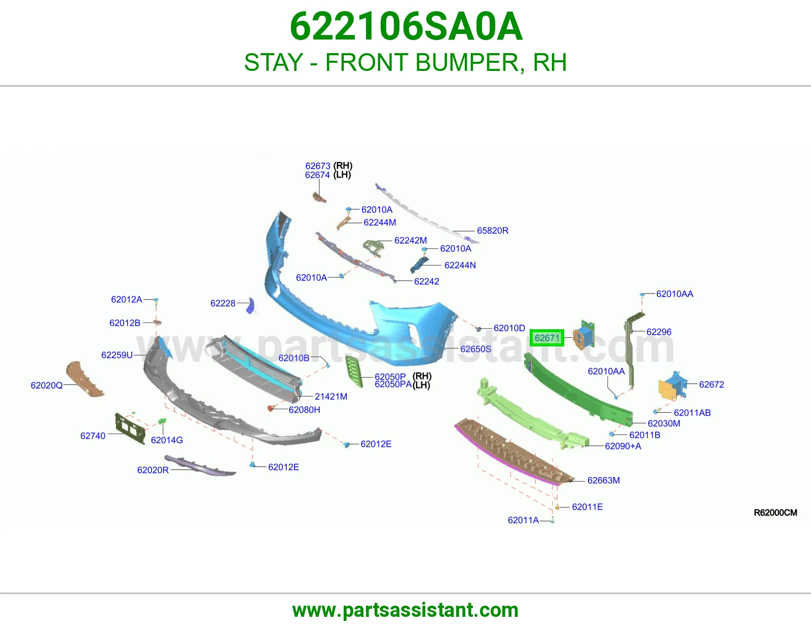 دعامة صدام أمامي يمين 622106SA0A