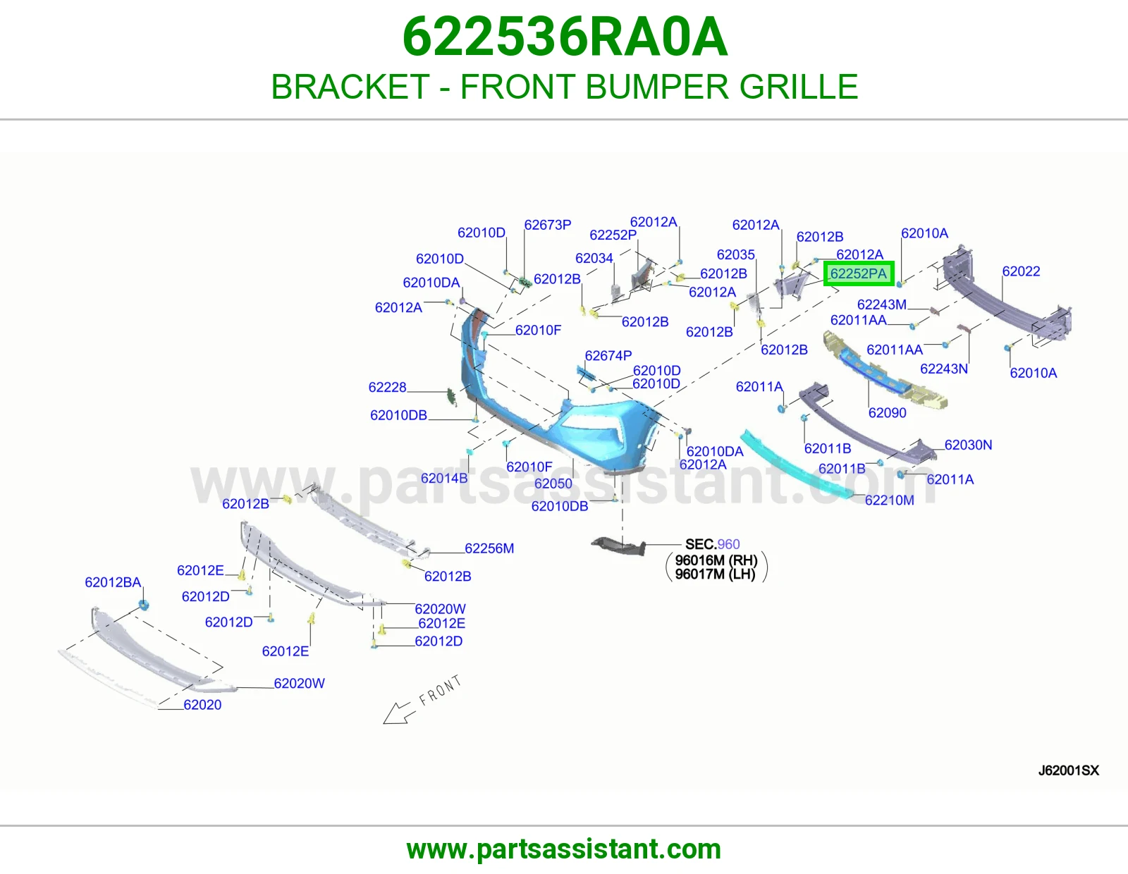 قاعدة شبك صدام أمامي 622536RA0A