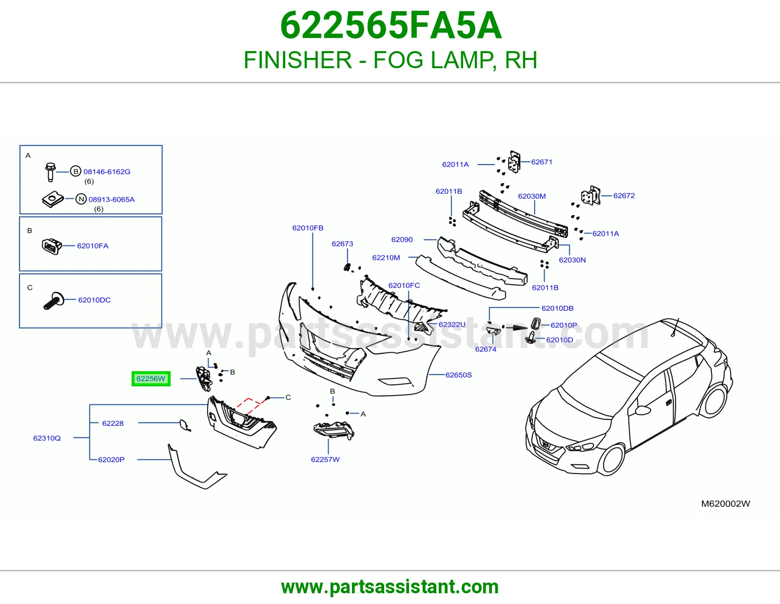 تلبيسة كشاف ضباب يمين 622565FA5A