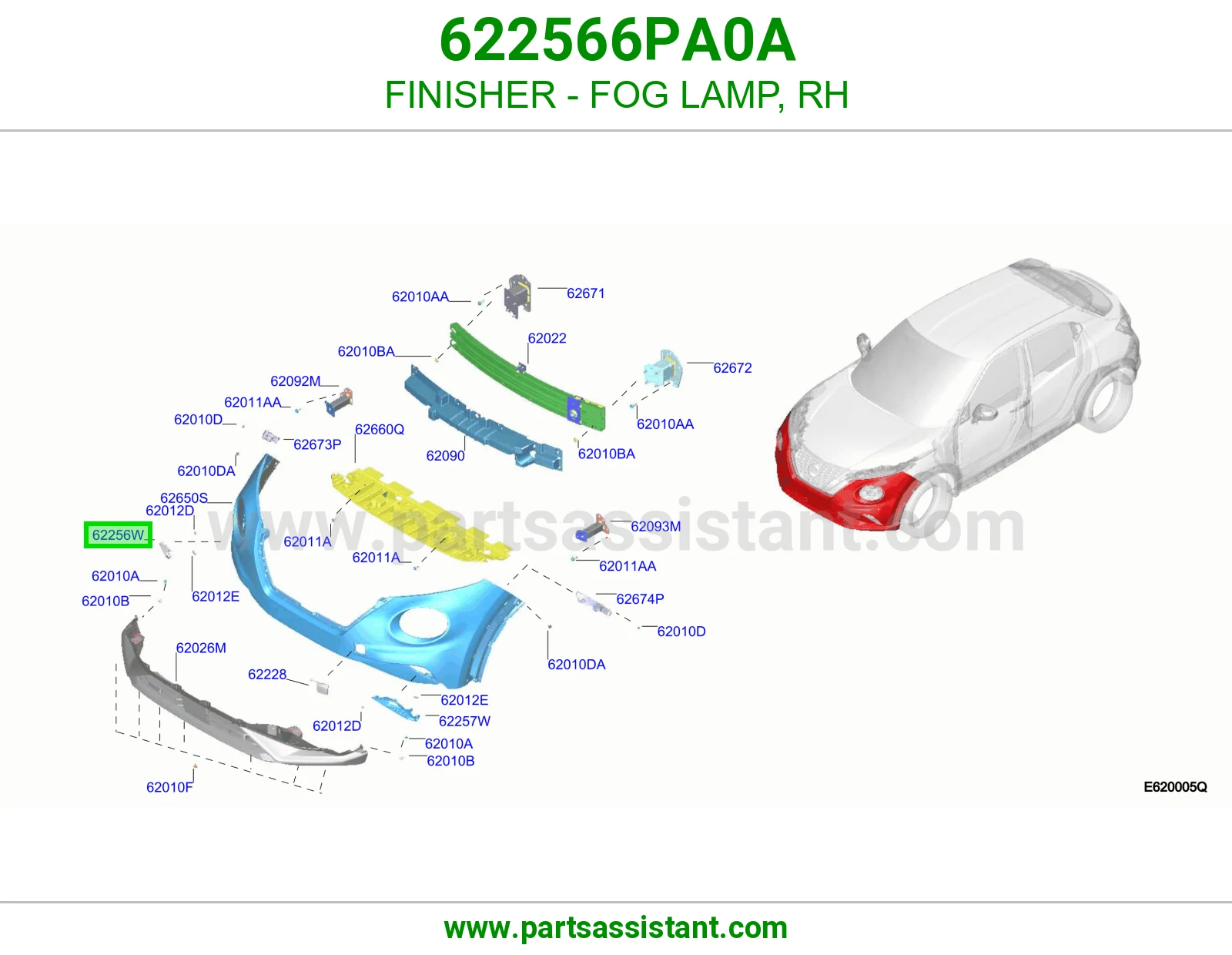 تلبيسة كشاف ضباب يمين 622566PA0A