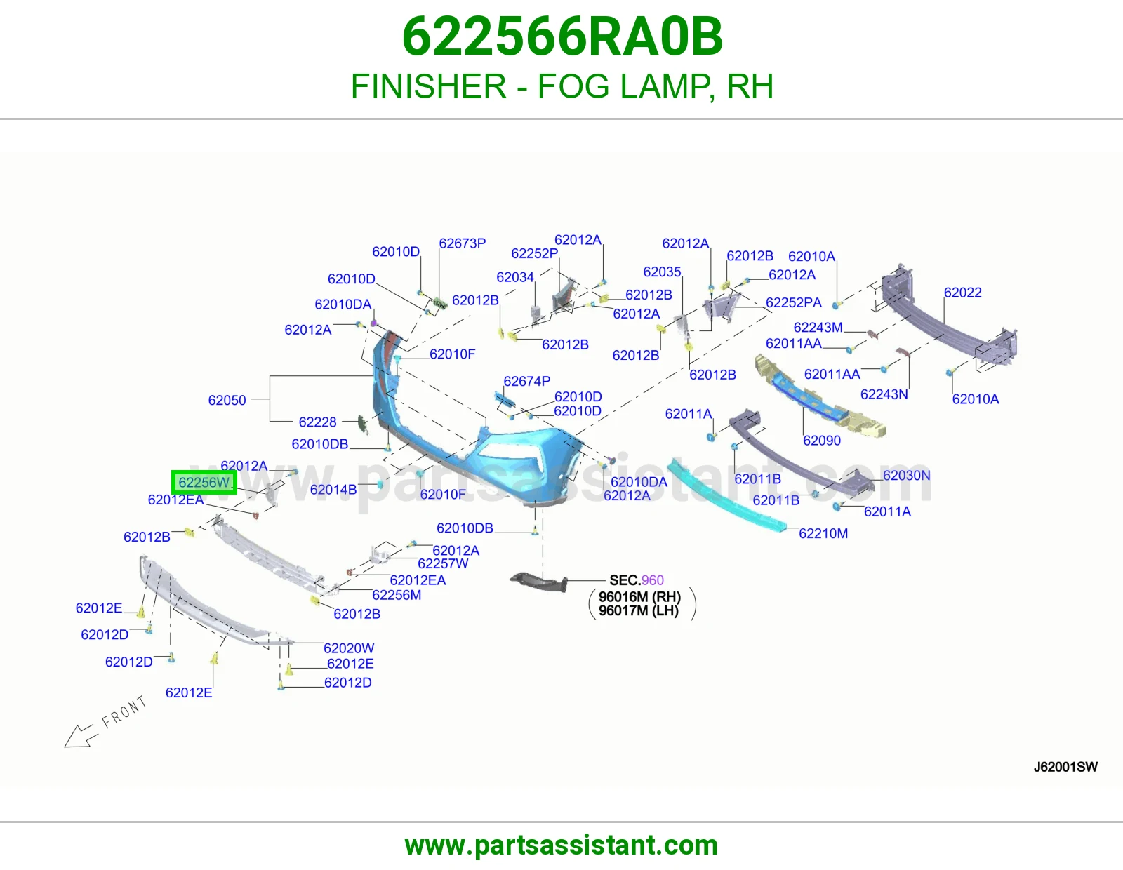 تلبيسة كشاف ضباب يمين 622566RA0B