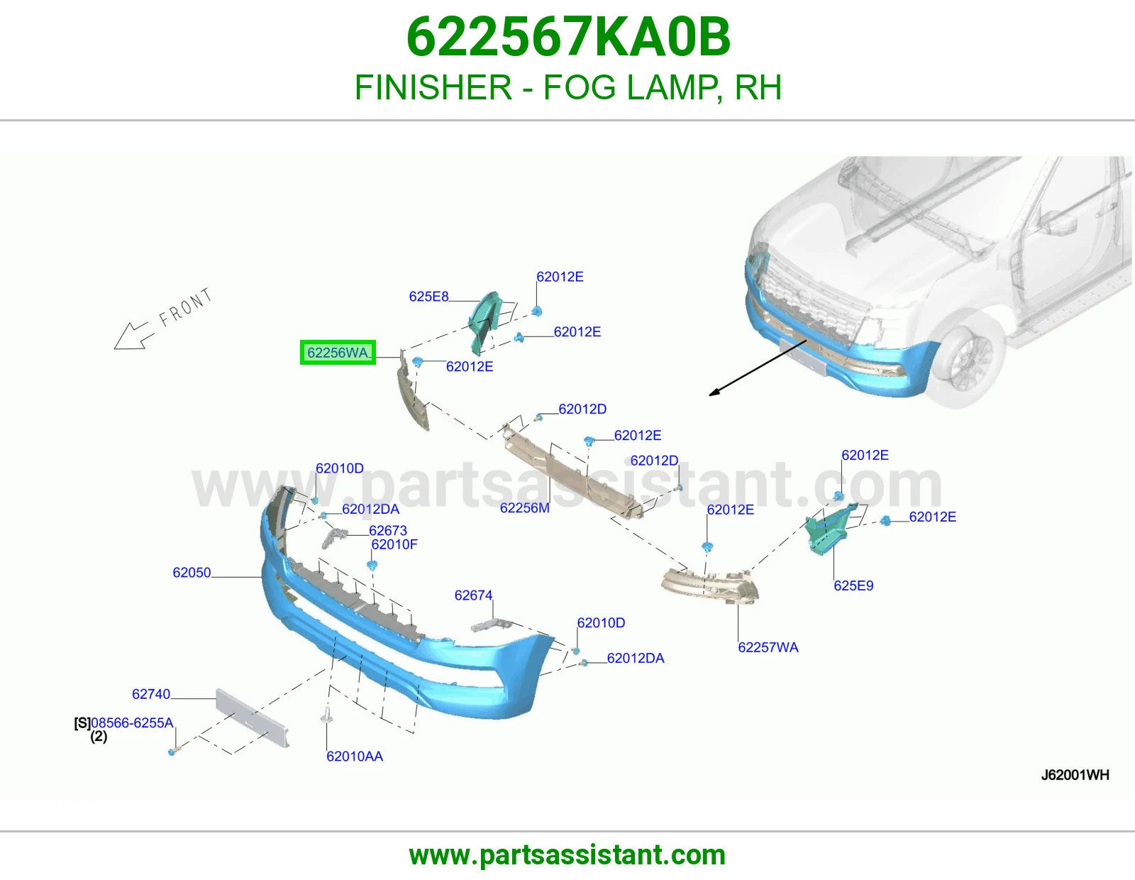 تلبيسة كشاف ضباب يمين 622567KA0B
