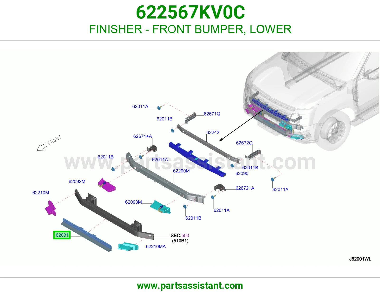 تلبيسة صدام أمامي تحت 622567KV0C